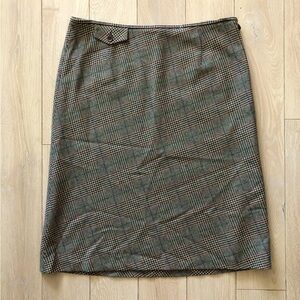 Vintage Gardeur Pure New Wool Blend Houndstooth Mini Pocket Skirt US Size 12